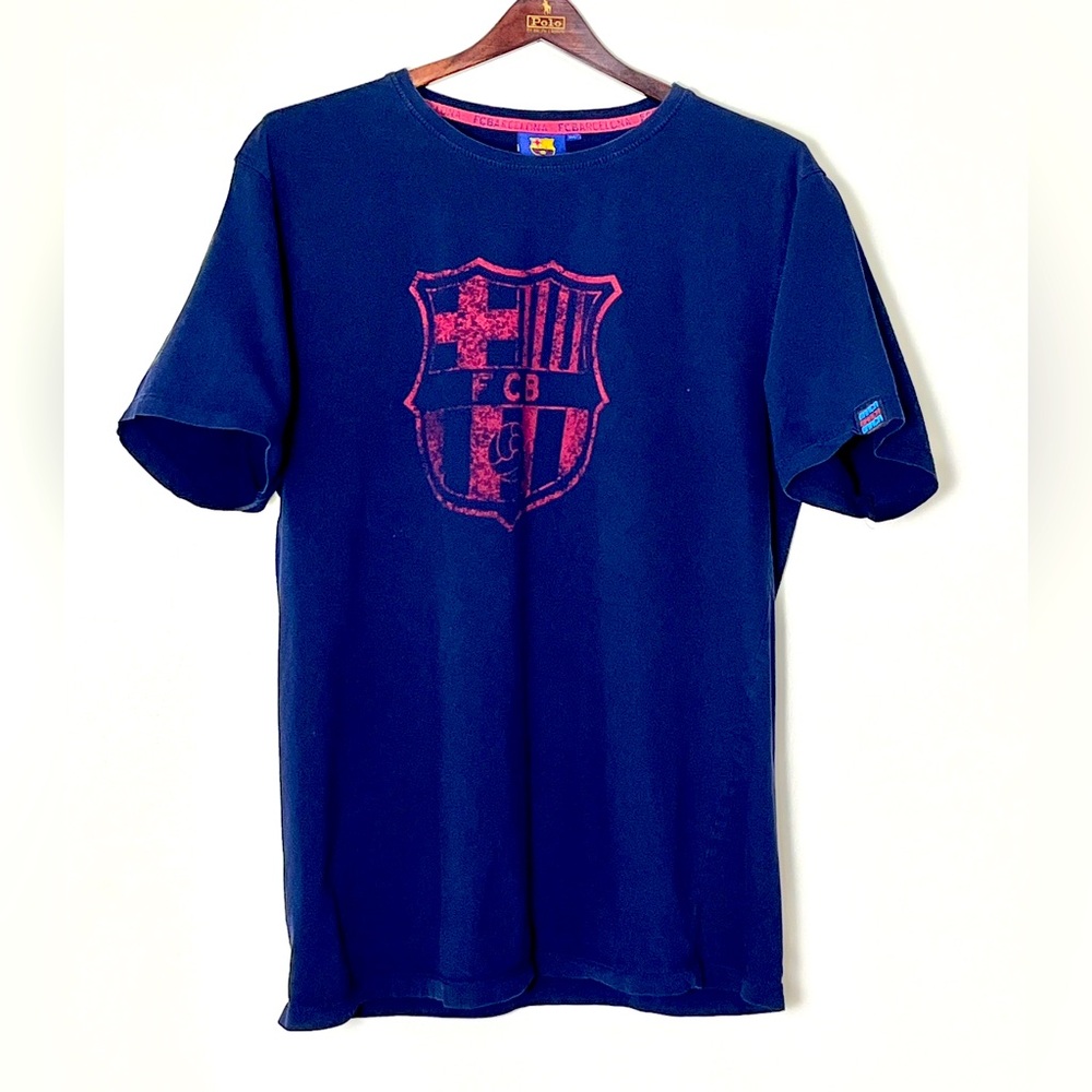 FC Barcelona‎ T-Shirt Men’s XL Navy Crest Logo Football Soccer FIFA BlokeCore